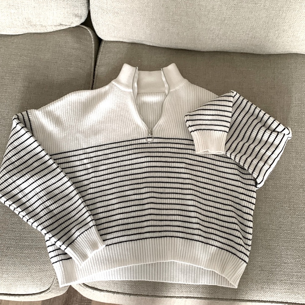 Half zip striped sweater/jumper